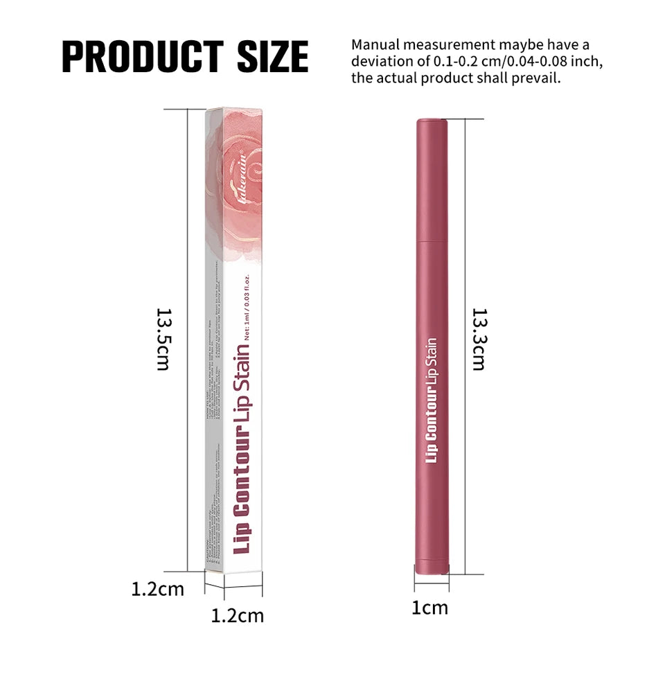Long-lasting Lip Contour Lip Stain 2 In 1 Smudge-proof Lip Liner Pencil Ultra Pigmented Dual-Sided Design Non-Stick Cup Makeup