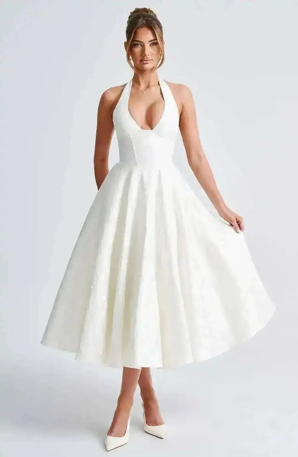 Giyu Club Evening Party Dresses Women 2025 Summer Sexy Bow Halter Long Dress Elegant Jacquard Lace Up Backless Birthday Robe