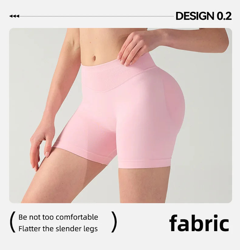 Pilates knit shorts medium intensity training high stretch peach hips no awkward lines casual fitness