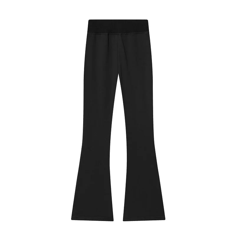 MUJER Sweatshirt Flared Trousers Womens Fleece High Waist Pants Woman Fashion Casual Women's Pants Sets Sports Pants for Women