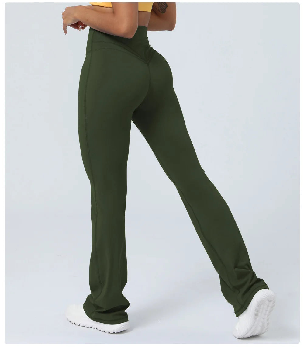 Flared Pant Yoga Pants Naked High Waisted Cinching Hip Lifting Sports Leggings Running Fitness Elastic Bell Bottom Pants Women