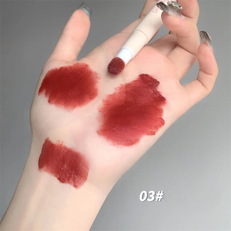 Korea Fluffy Velvet Soft Lip Glaze Liquid Lipstick Cream Matte Rose Red Pigment Waterproof Long Lasting Dye Cheek Woman Makeup