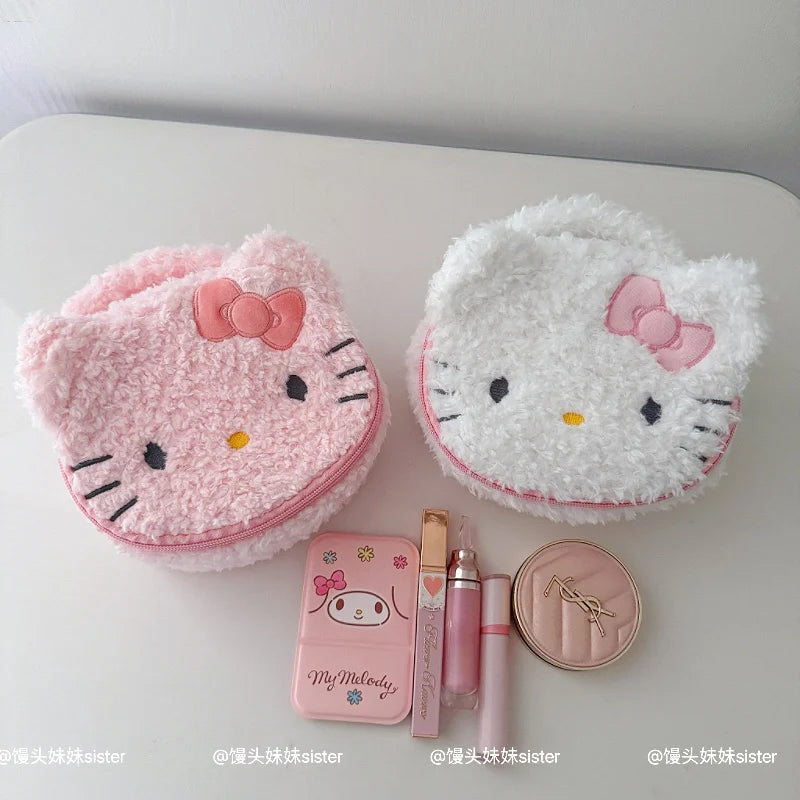Large Capacity Cosmetics Storage Bag Kuromi My Melody Hello Kitty Cartoon Plush Bag Makeup Bag Travel Storage Bag Gifts Girl