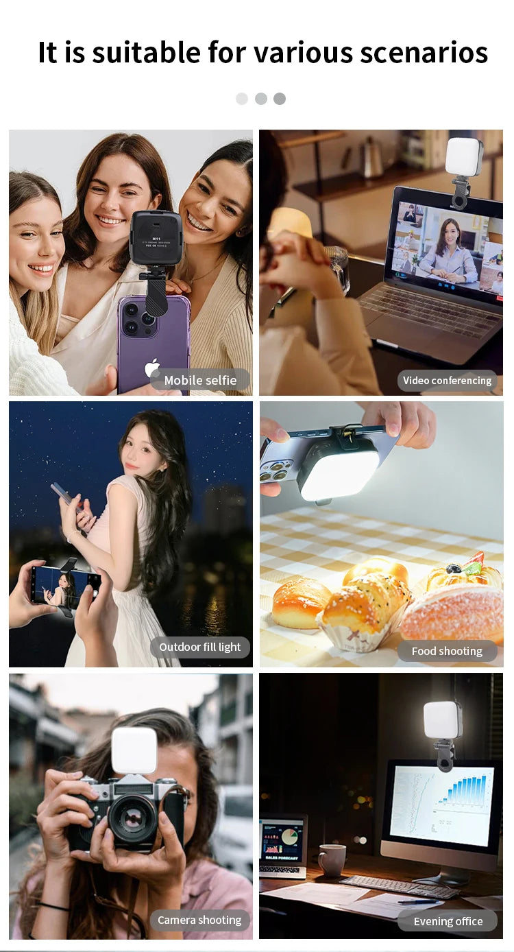 Selfie Light LED Video Camera Light Portable Clip on Light Panel for Camera Phone 3000-9900k For Makeup Video Fill Lights