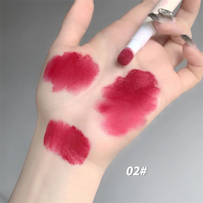 Korea Fluffy Velvet Soft Lip Glaze Liquid Lipstick Cream Matte Rose Red Pigment Waterproof Long Lasting Dye Cheek Woman Makeup