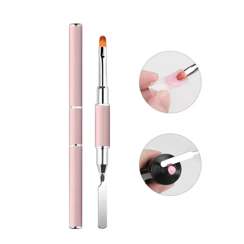 New Gel Brush & Picker 2 in 1 Design Nail Brush and Spatula Gel Nail Brush Tool for Acrylic Nails Extension Gel