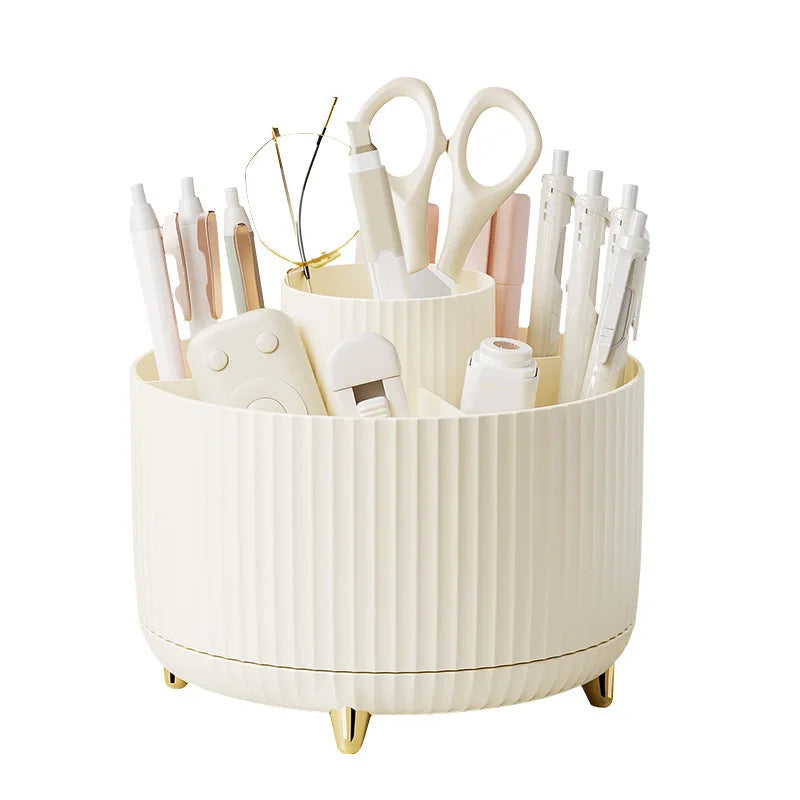 Stylish 5 Slot Makeup Brush Holder Organizer 360° Rotating Makeup Brush Organizer for Dresser Desktop Bathroom Office Storage