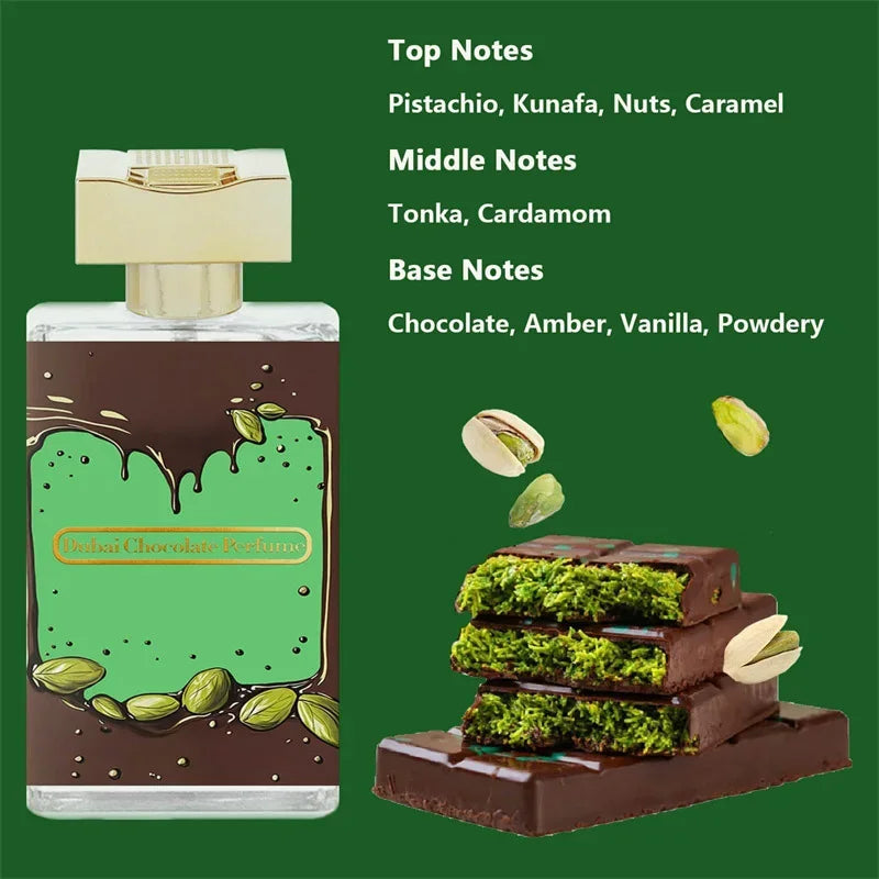 Vanilla Gourmet Perfume Pistachio Cocoa Beans Long-lasting Fragrance Dubai Brand Light Perfume Unisex Fresh Chocolate Fragrance