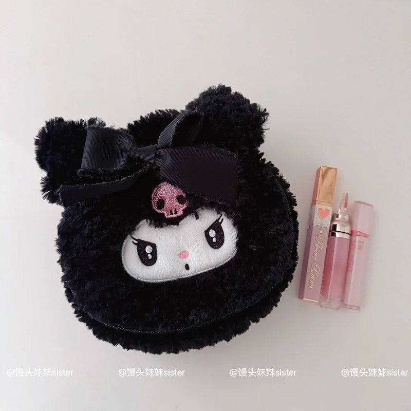 Large Capacity Cosmetics Storage Bag Kuromi My Melody Hello Kitty Cartoon Plush Bag Makeup Bag Travel Storage Bag Gifts Girl