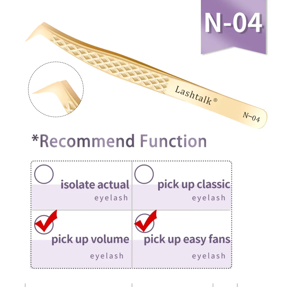 Lashtalk Eyelash Extension Tweezers Makeup Tools From Nagaraku Stainless Steel Non-magnetic Volume FakeLashes Supplies Accurate