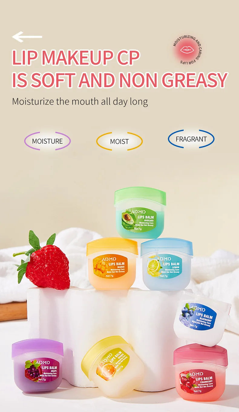 8pcs/box Fruits Lip Balm Sets Moisturizing Lipstick Makeup Base Moisturizer Lip Balm Anti-Cracking Lips Skin Care