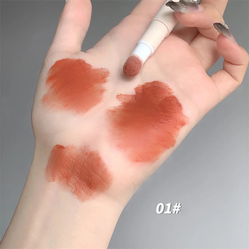 Korea Fluffy Velvet Soft Lip Glaze Liquid Lipstick Cream Matte Rose Red Pigment Waterproof Long Lasting Dye Cheek Woman Makeup