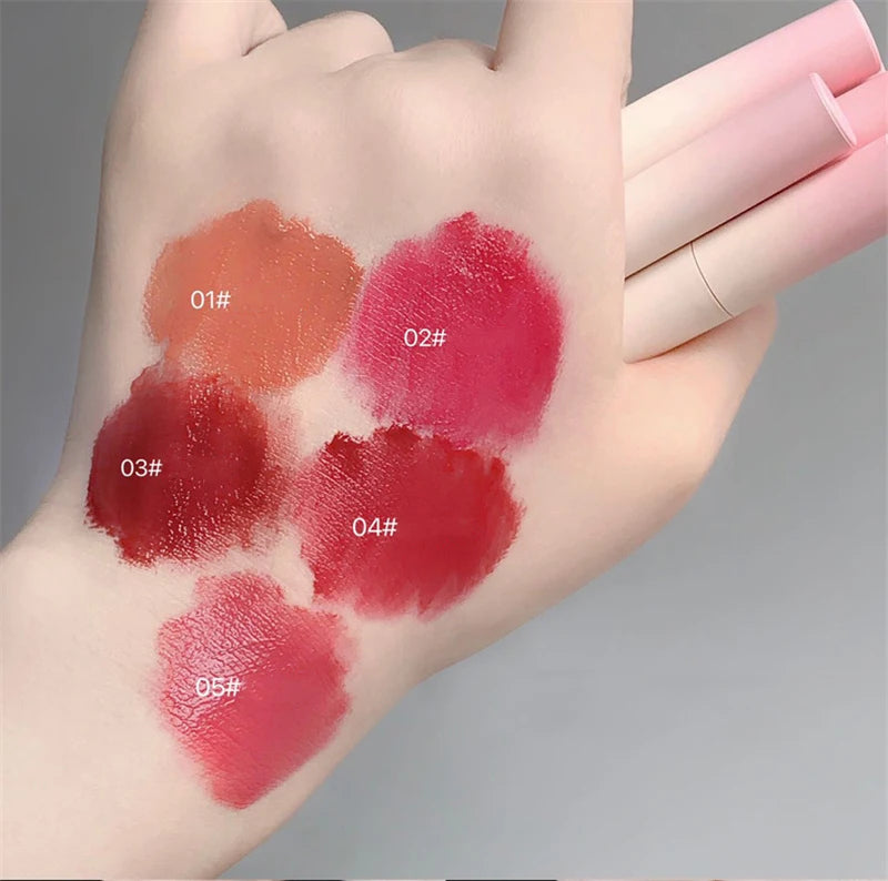 Korea Fluffy Velvet Soft Lip Glaze Liquid Lipstick Cream Matte Rose Red Pigment Waterproof Long Lasting Dye Cheek Woman Makeup