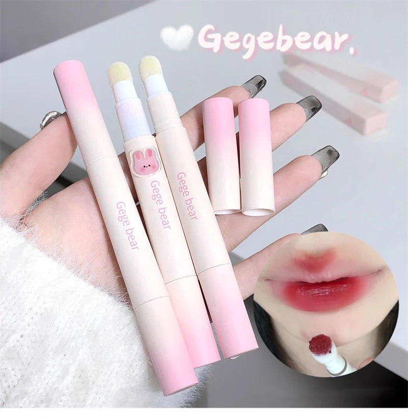 Korea Fluffy Velvet Soft Lip Glaze Liquid Lipstick Cream Matte Rose Red Pigment Waterproof Long Lasting Dye Cheek Woman Makeup