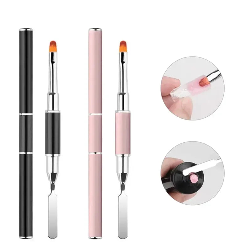 New Gel Brush & Picker 2 in 1 Design Nail Brush and Spatula Gel Nail Brush Tool for Acrylic Nails Extension Gel
