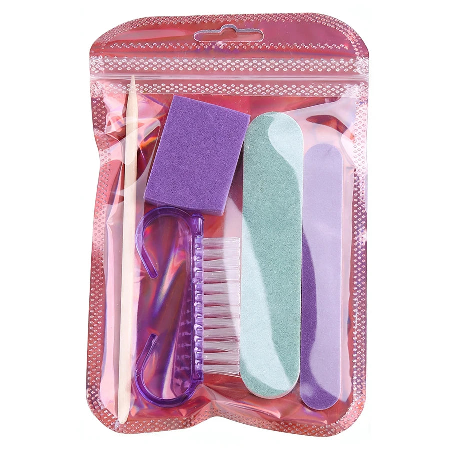 1/3/5 Set Press On Nails Prep Kit with Nail File Buffer Polishing Tool Cuticle Stick Cleaning Brush, Home Manicure Pedicure