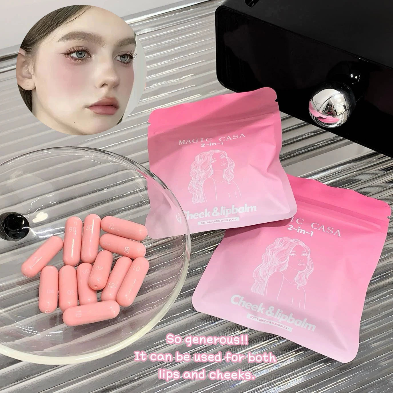 12-Color Pink Lip and Cheek Dual-Use Capsule Lipstick Set Long-Lasting, Color-Retaining, Waterproof  makeup