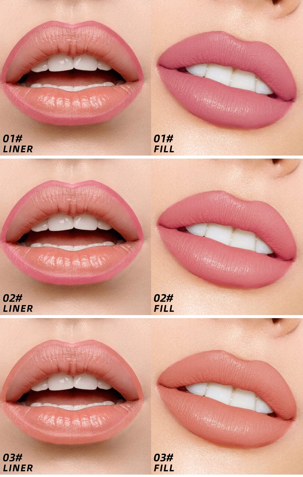 YOUNG VISION Tear-Off Lip Liner Peel-Off Lip Liner Matte Smudge-Free Hook & Loop Lip Pencil Makeup Pencil 3 color