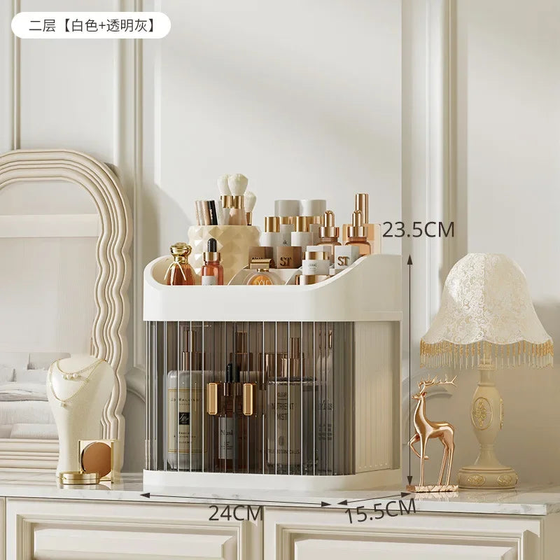 Makeup Storage Box Large Capacity Dressing Table Storage Rack Dust-proof Cosmetic Organizer Cosmetics Containe Drawer Organizer