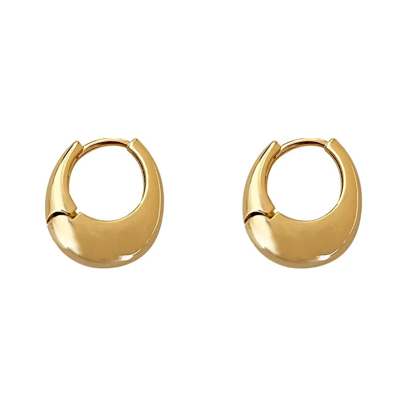 2024 Korean New Classic Gold Color Plated Metal Hoop Earrings For Women Fashion Jewelry Temperament Girls Daily Wear earrings