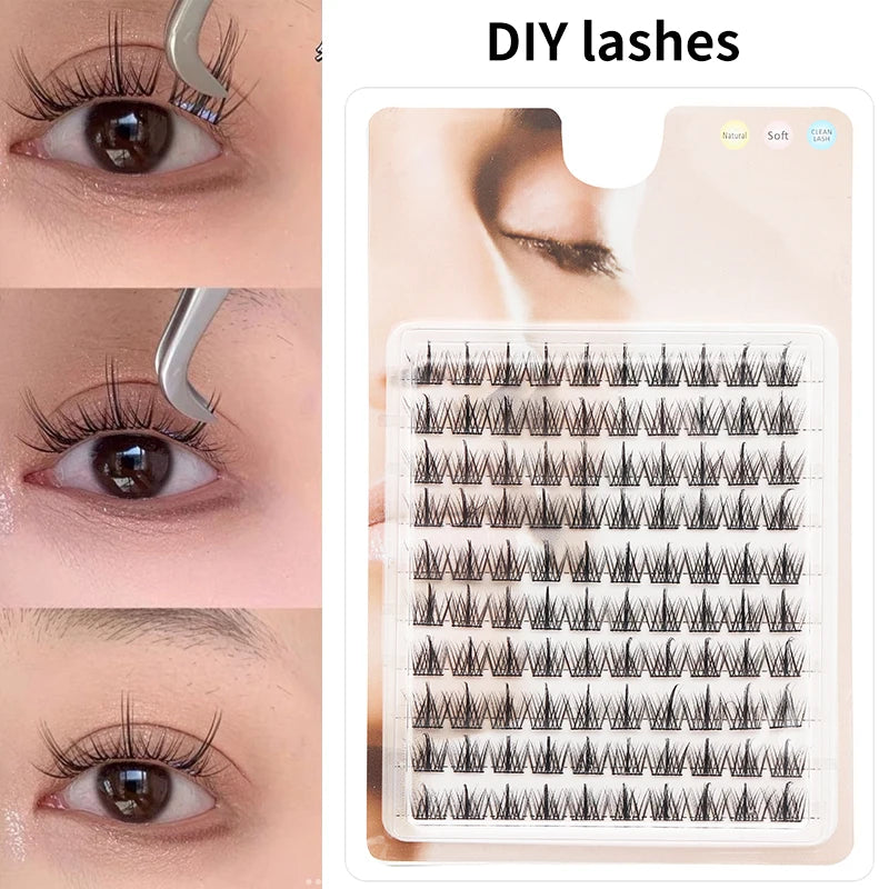 DIY Lashes 10 rows Cluster Eyelashes Fake Eyelashes Manga Eye Cluster Eyelashes at home Long Thick Makeup Wholesale Extension