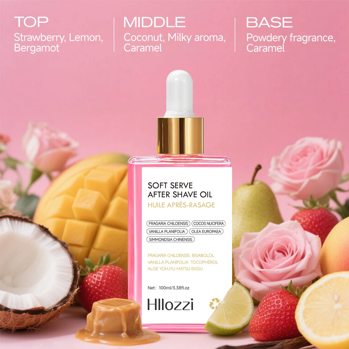 100ml/3.38f.oz Strawberry soft serve after shave oil Deeply hydrating and nourishing the skin Men & Women Hydrating Serum