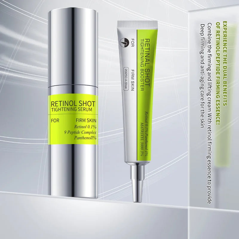 Retinol Panthenol 1% Eye Cream & Essence Set, Vitamin C Moisturizing Firming Eye Care, For Dark Circles Fine Lines Daily Use