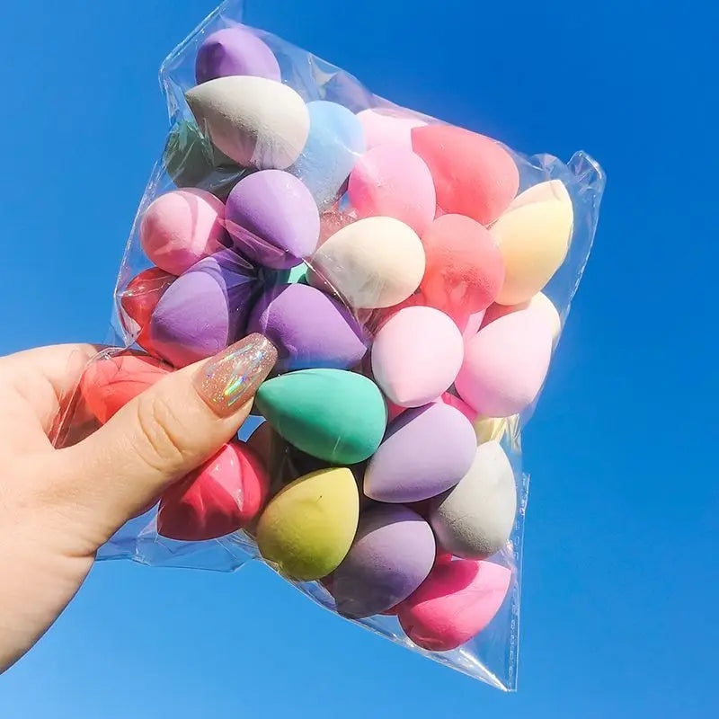 100pcs Cosmetic Puff for Blending Foundation Powder Mini Makeup Sponge Dry Wet Use Face Puffs Powder Eggs Gourd Water Drop Tool
