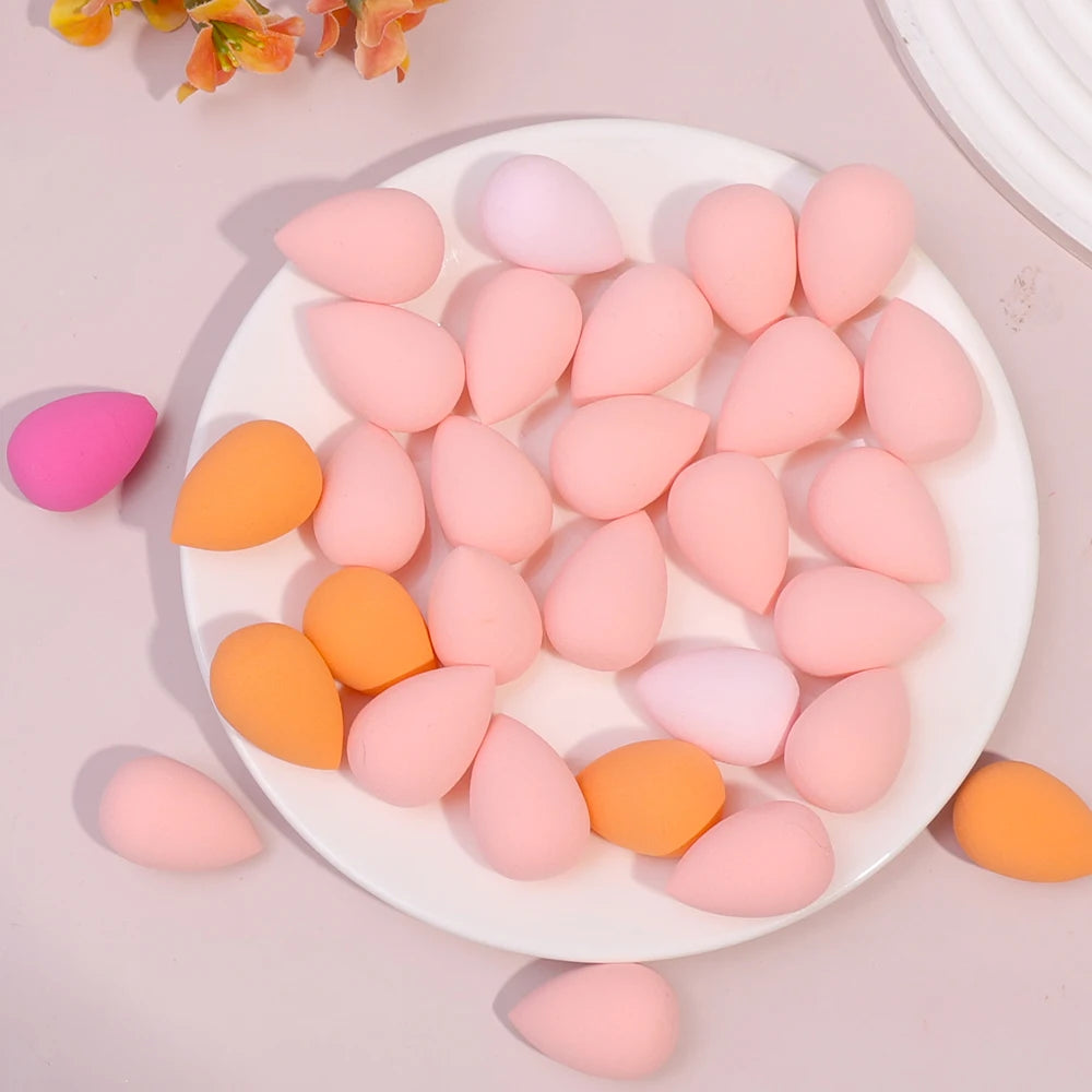 100pcs Cosmetic Puff for Blending Foundation Powder Mini Makeup Sponge Dry Wet Use Face Puffs Powder Eggs Gourd Water Drop Tool