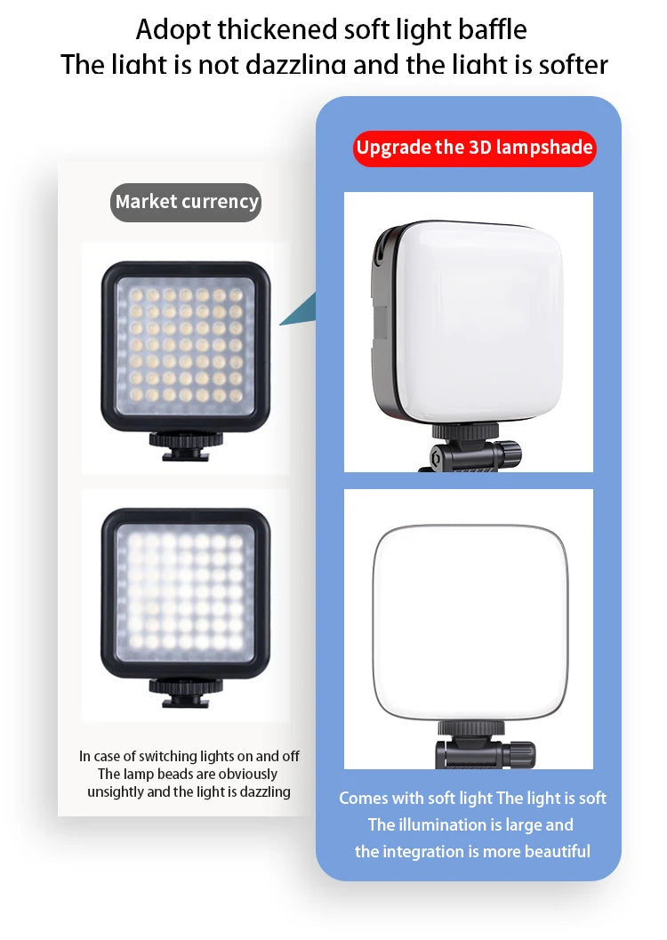 Selfie Light LED Video Camera Light Portable Clip on Light Panel for Camera Phone 3000-9900k For Makeup Video Fill Lights
