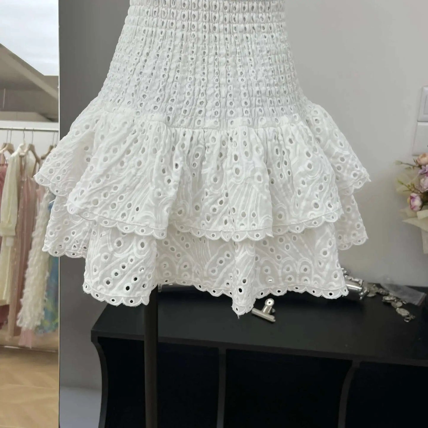 Luxury Embroidery Print Short Dresses Women 2025 Summer Holiday Stretchy Corset Bustier Ruffle Cake Dress Elegant Party Vestidos