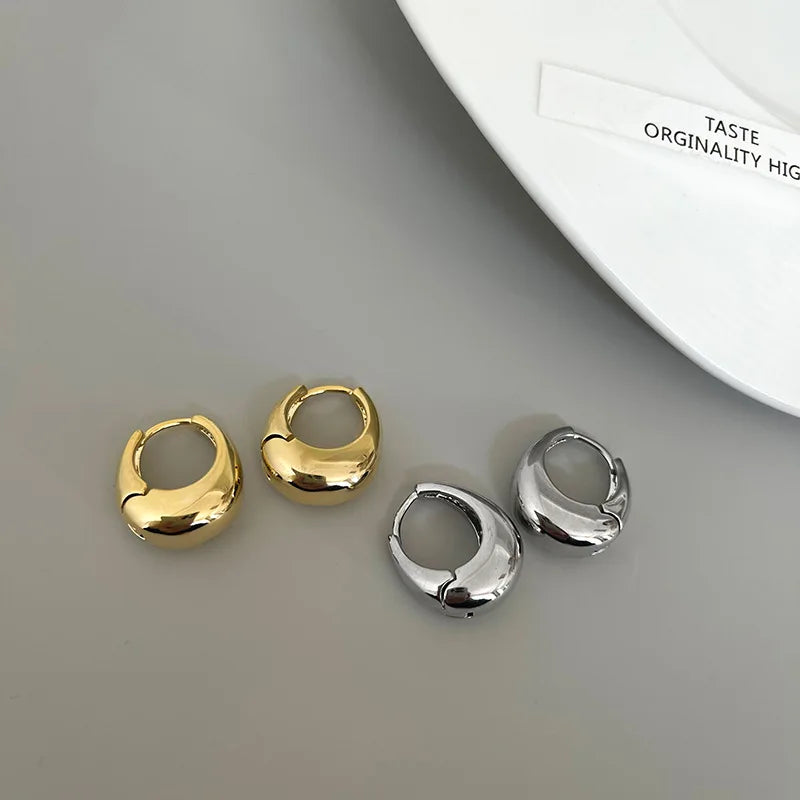 2024 Korean New Classic Gold Color Plated Metal Hoop Earrings For Women Fashion Jewelry Temperament Girls Daily Wear earrings
