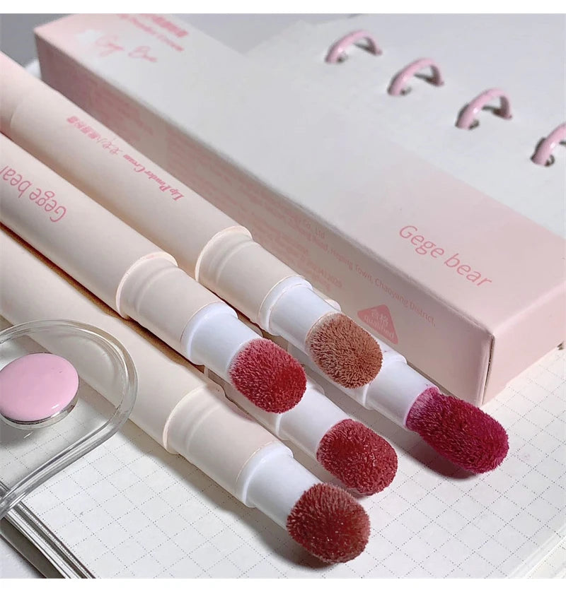 Korea Fluffy Velvet Soft Lip Glaze Liquid Lipstick Cream Matte Rose Red Pigment Waterproof Long Lasting Dye Cheek Woman Makeup
