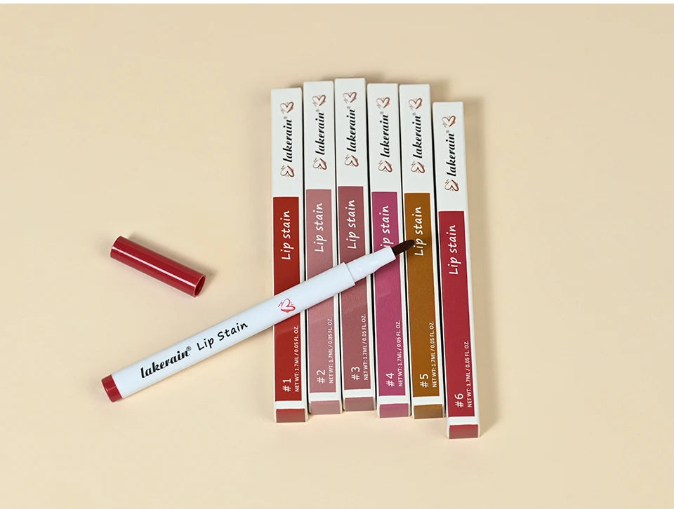 Long-lasting Lip Contour Lip Stain 2 In 1 Smudge-proof Lip Liner Pencil Ultra Pigmented Dual-Sided Design Non-Stick Cup Makeup