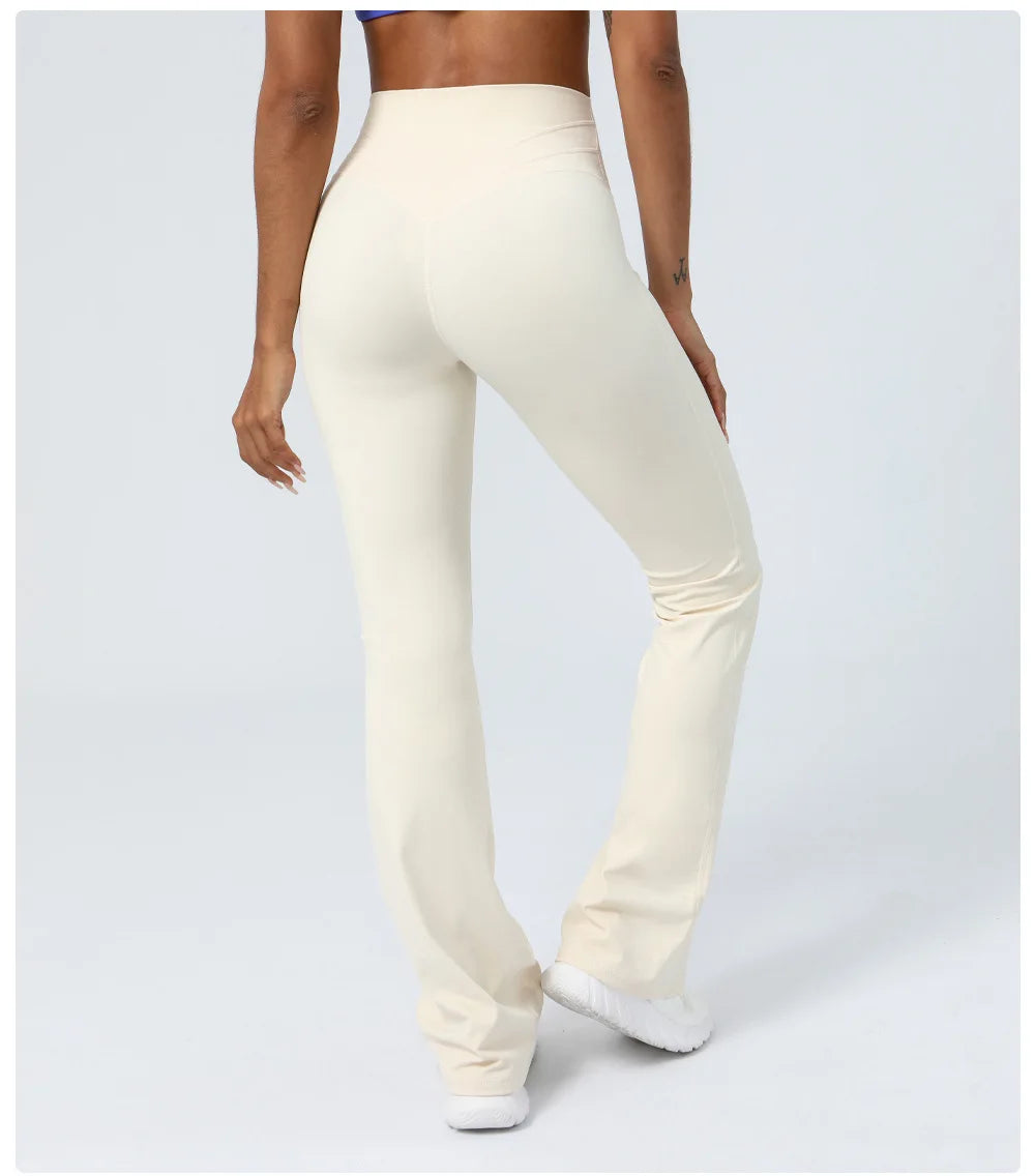 Flared Pant Yoga Pants Naked High Waisted Cinching Hip Lifting Sports Leggings Running Fitness Elastic Bell Bottom Pants Women