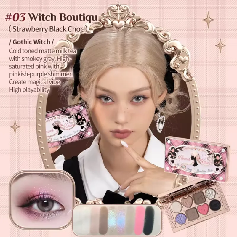 Flower Knows Makeup Set Eye Shadow Lipstick Swan Liquid Eyeshadow Hand Mirrors Hairpin Brush Gift Box For Girlfriend