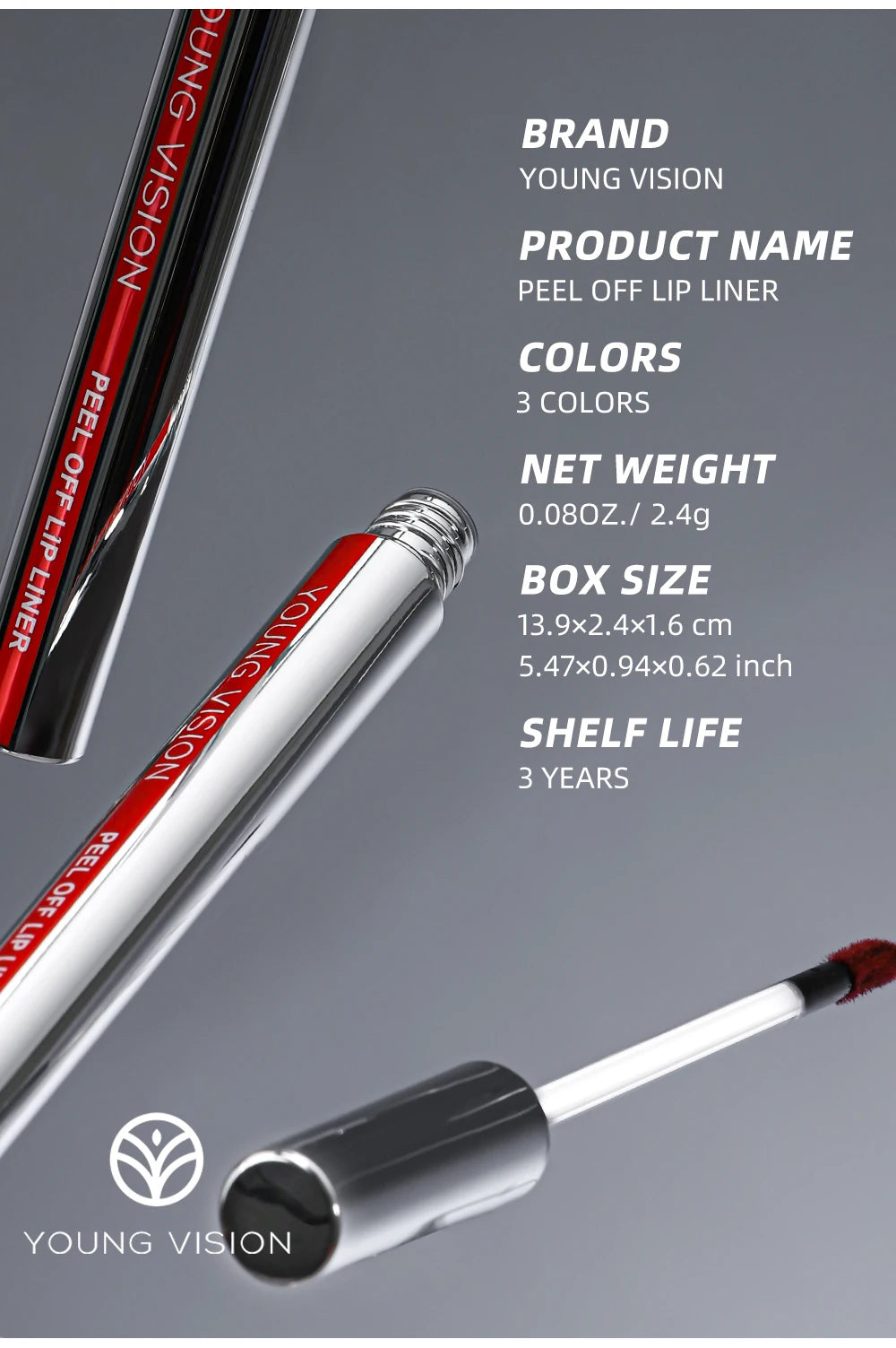 YOUNG VISION Tear-Off Lip Liner Peel-Off Lip Liner Matte Smudge-Free Hook & Loop Lip Pencil Makeup Pencil 3 color