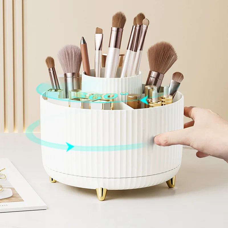 Stylish 5 Slot Makeup Brush Holder Organizer 360° Rotating Makeup Brush Organizer for Dresser Desktop Bathroom Office Storage