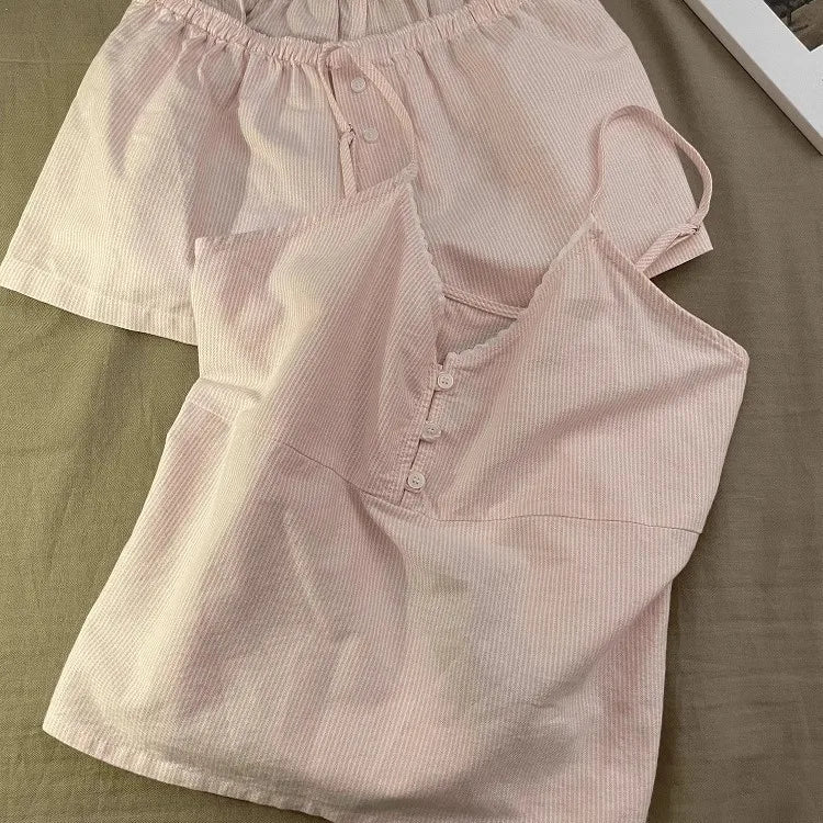 2025 New Cotton Sleepwear Women's Summer Short Sleeved Shorts Cute Women's Home Clothing Set Женская Пижама