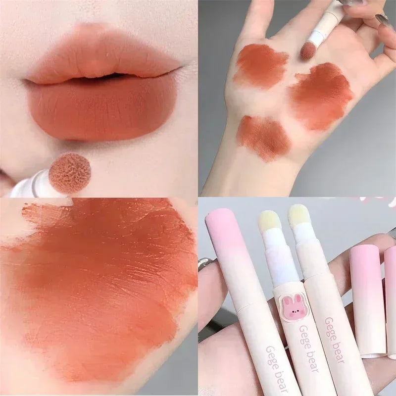 Korea Fluffy Velvet Soft Lip Glaze Liquid Lipstick Cream Matte Rose Red Pigment Waterproof Long Lasting Dye Cheek Woman Makeup