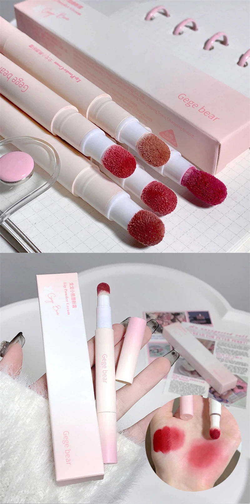 Korea Fluffy Velvet Soft Lip Glaze Liquid Lipstick Cream Matte Rose Red Pigment Waterproof Long Lasting Dye Cheek Woman Makeup