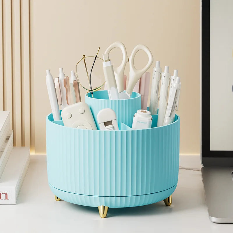 Stylish 5 Slot Makeup Brush Holder Organizer 360° Rotating Makeup Brush Organizer for Dresser Desktop Bathroom Office Storage
