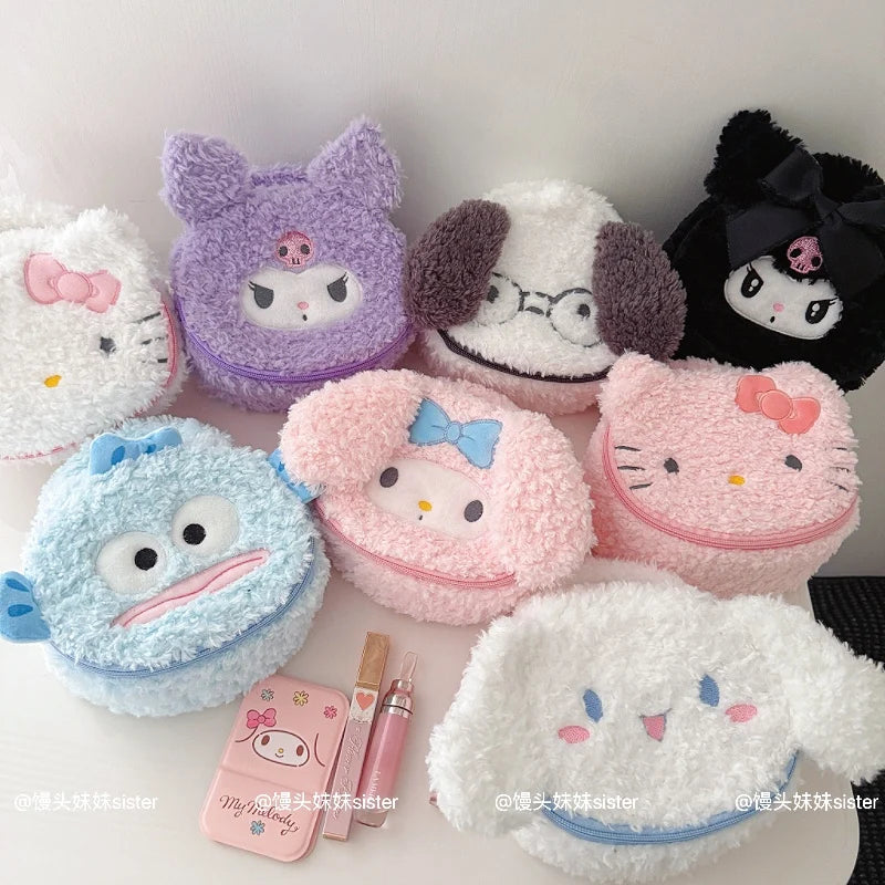Large Capacity Cosmetics Storage Bag Kuromi My Melody Hello Kitty Cartoon Plush Bag Makeup Bag Travel Storage Bag Gifts Girl