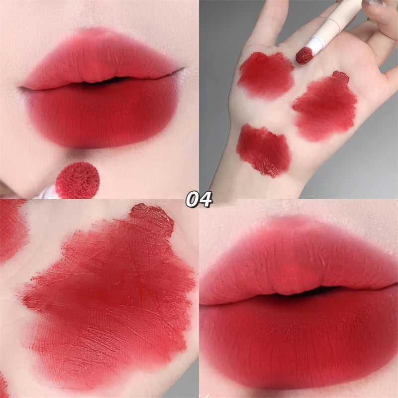 Korea Fluffy Velvet Soft Lip Glaze Liquid Lipstick Cream Matte Rose Red Pigment Waterproof Long Lasting Dye Cheek Woman Makeup