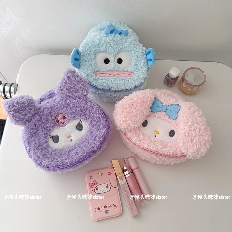 Large Capacity Cosmetics Storage Bag Kuromi My Melody Hello Kitty Cartoon Plush Bag Makeup Bag Travel Storage Bag Gifts Girl