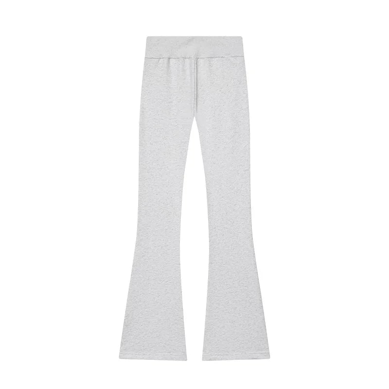 MUJER Sweatshirt Flared Trousers Womens Fleece High Waist Pants Woman Fashion Casual Women's Pants Sets Sports Pants for Women