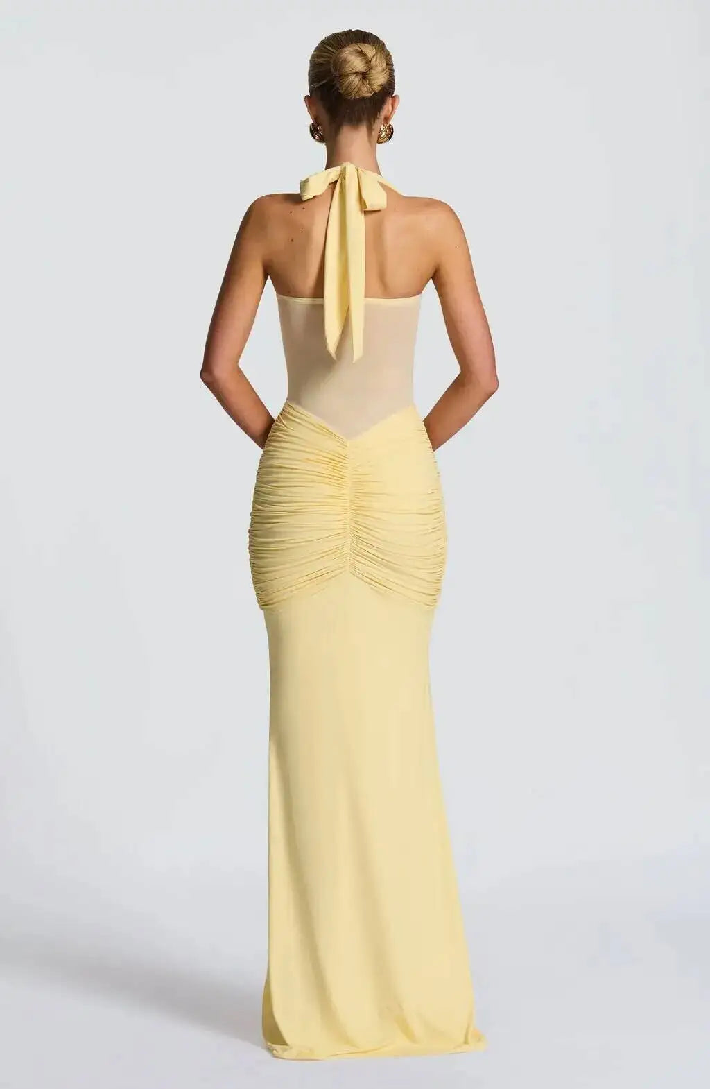 Giyu Sexy Evening Club Party Dresses 2025 Women Summer See Through Mesh Maxi Long Dress Bodycon Draped Ruched Mermaid Robe