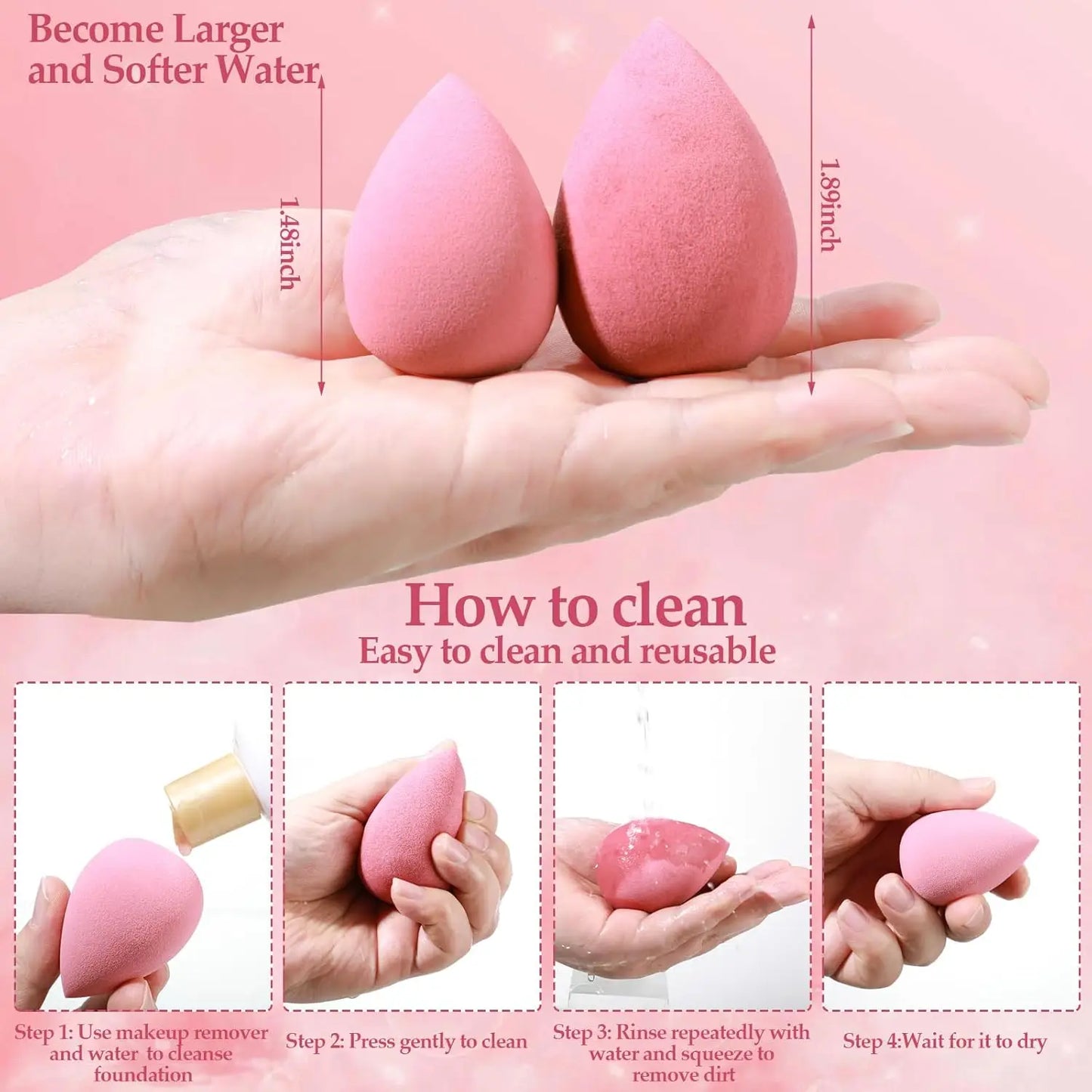 15pcs Makeup Sponge Set With Storage Jar,Powder Puff  Mini Powder Puff Mini Finger Air Cushion Triangle puff