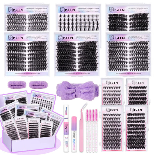 Lashes Clusters Kit Gift with Bond&Seal Mixed Styles Faux Mink Individual Lash Wholesale DIY Individual Fake Eyelashes Box