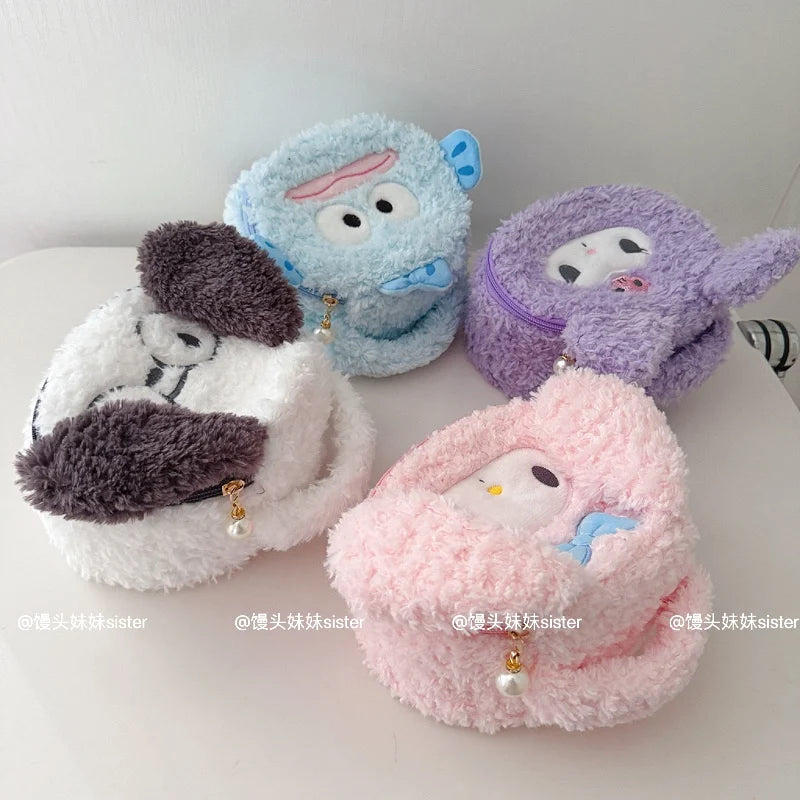 Large Capacity Cosmetics Storage Bag Kuromi My Melody Hello Kitty Cartoon Plush Bag Makeup Bag Travel Storage Bag Gifts Girl